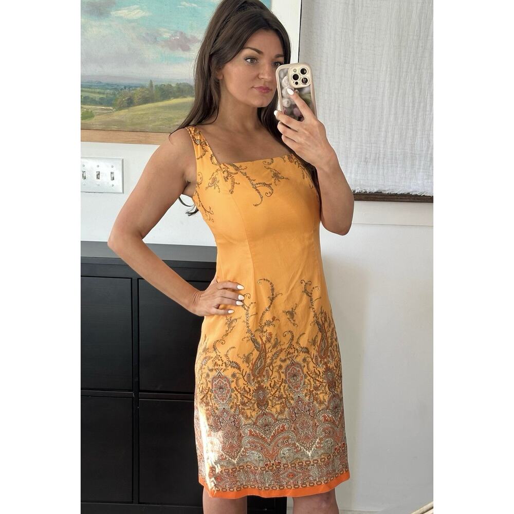 Ann Taylor Orange and Brown Midi Dress